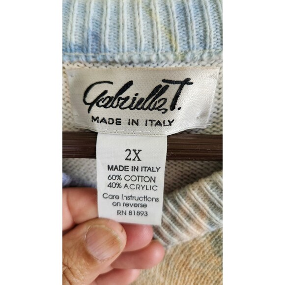 Vintage Gabriella Cardigan cotton Blend Women2x Cream Blur Boxy Grannycore ITALY - Picture 2 of 6